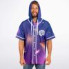 Purple galaxy design with white piping and “STAY WEIRD” text, front model view