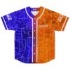 Split blue and orange geometric circuit pattern on front, displayed flat against a white background