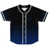 Crossed blue blade chest emblem on a black-and-navy button-front jersey, front view