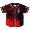 Red-and-black horror kaiju pattern on front, featuring skull artwork and “GINGA R3LL” patch, flat lay
