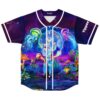 Neon astronaut psychedelic forest design with jellyfish and mushrooms, front view with Yippee sleeve text