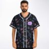 Model wearing colorful gem pattern rave baseball jersey