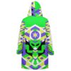 Geometric alien-patterned cloak back view featuring a central alien face and concentric shapes