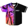 Front view of JERRO jersey with neon flowing liquid swirl and black panels