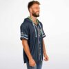 Angled navy festival jersey front view with neon green patterned hood lining and white piping