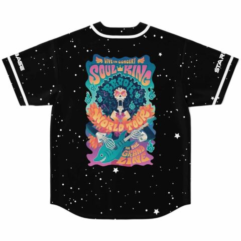Black starry galaxy pattern back view with colorful “LIVE IN CONCERT” tour graphic