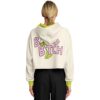 Model wearing the bass bitch rave cropped hoodie, back view
