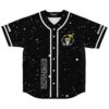 Black starry galaxy pattern jersey front view with crowned skeleton emblem and vertical “DIMENSION” lettering
