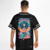 Black starry galaxy pattern jersey modeled from behind with colorful concert graphic and star-filled detailing