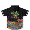 Psychedelic garden back view featuring colorful text reading "I'M A FUCKING HEAD BANGER"