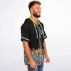 Side view highlights the neon psychedelic garden pattern and contrasting white jersey trim