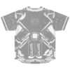 Futuristic circuit jersey back view featuring a subtle cat illustration and bold vertical lettering