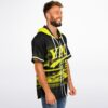 Side view highlights black Motion-Blurred Racing Graphic, neon yellow hood, piping, dangling drawstrings