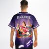 Retro collage jersey with “BLACK MAGIC,” woman, octopus, and radio, worn back view