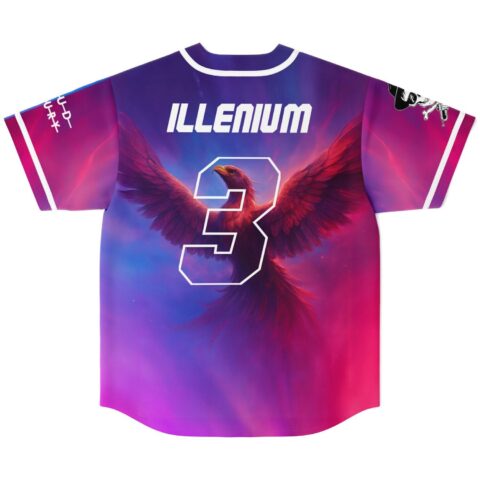 Phoenix-wing gradient jersey with outlined number 3, back view on a white background