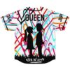 Multicolor graffiti scribble jersey back featuring QUEEN, two silhouettes, and KIDS IN LOVE text