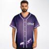 Purple cloud-pattern jersey featuring “Effin” lettering and white piping, worn front view