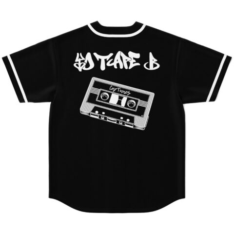 Retro CarTunes cassette tape graphic with stylized mixtape lettering, shirt back flat-lay