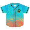 Turquoise neon swirl jersey front with cowboy riding graphic and “Rodeo de Galisteo Est. 1970”