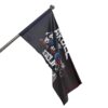 Side view of cartoon-style skeleton crew artwork and partial “SKULL SQUAD” lettering on a flag