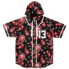 Black bandana paisley hooded jersey with white number 13, front view on white background