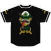 Black back view featuring a one-eyed monster graphic with mushrooms, dripping teeth, and skeletal hands
