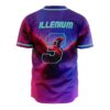 Rising phoenix back design with “ILLENIUM” text and outlined number 3 on a purple jersey