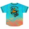 Turquoise neon swirl jersey back with cowboy rider, floral accents, and “Rodeo de Galisteo” lettering