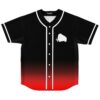 Black-to-red gradient jersey with white woolly mammoth emblem and piping, front view