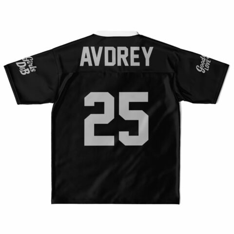 Back view of football jersey with 'AVDREY' and number 25 in gray