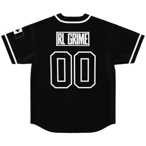 Black-and-white varsity lettering and outlined 00, back view on a clean product background