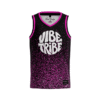 Black magenta glitter speckle front view featuring bold white “VIBE TRIBE” lettering