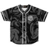 Sound Convulsion black-gray abstract swirl jersey with white piping and bold bubble lettering, front view