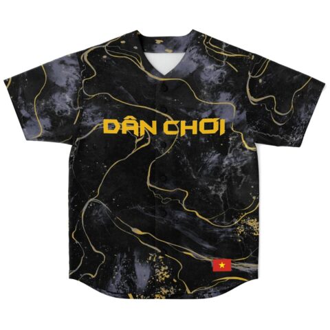 Dark marble swirl front view with gold veining, “DÂN CHƠI” lettering, and Vietnamese flag patch