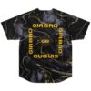 Dark marble swirl back view with gold lines, repeated “GIABAO” text, and central GB emblem
