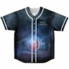 Dark forest galaxy design with glowing red-blue orb and stars, front view with white trim