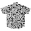 Back view of the short sleeve rave button-down shirt with doodle print design