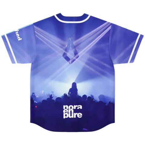 Blue concert light-ray pattern with silhouetted crowd, jersey back product view