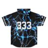 Crackling electric pattern jersey back view featuring oversized white 333 numerals and star sleeve accents