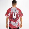 Masked floral pattern jersey back view showcasing large white-faced figure and rose wreath