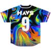 Liquid oil swirl jersey back view featuring bold HAVS text and oversized number 9