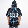 Electric crackling jersey back view with hood, white 333 numerals, and star sleeve detail
