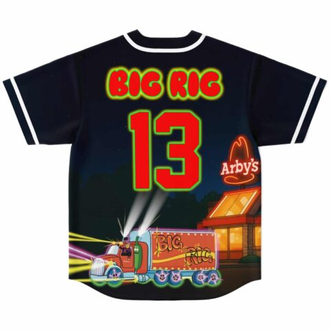 Neon night-drive truck graphic with BIG RIG 13 lettering on the back view