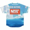 Cartoon seascape jersey back reads “KID NITRO,” “NOS,” and “Nitrous Oxide Systems” above ocean waves