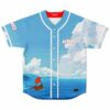 Cartoon seascape jersey front shows “edsea,” clouds, ocean waves, and a child rowing a boat