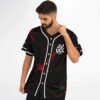Black jersey front with red electric lightning pattern, white “ão VCL” logo, contrasting trim, modeled