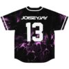 Black jersey with purple liquid marble pattern and bold white number 13, back view
