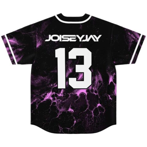 Black jersey with purple liquid marble pattern and bold white number 13, back view
