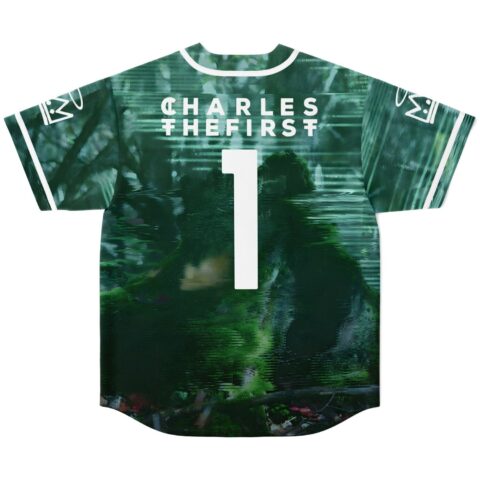 Dark misty pine forest reflection with white lettering and number 1, back view