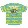 Wavy blue camouflage back with “WHAT ARE YOU ON? THE SPECTRUM” and cartoon-style van